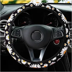 Car Steering Wheel Cover Universal 15 Inch Daisy Anti Slip Steering Wheel Cover Suitable for All Seasons Breathable Comfortable
