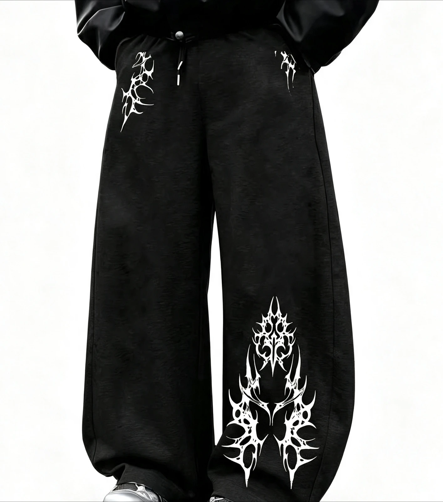 2026 Autumn and Winter New Men's Gothic Tribal Thorn Print Straight Leg Sports Pants Street Wear Pure Cotton Casual Pants