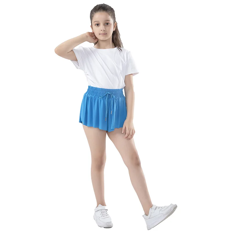 Children Flowy Shorts Girls Athletic Gym Running Biker Sports Shorts Preppy Youth Butterfly Shorts Comfort Tennis Skirt Summer