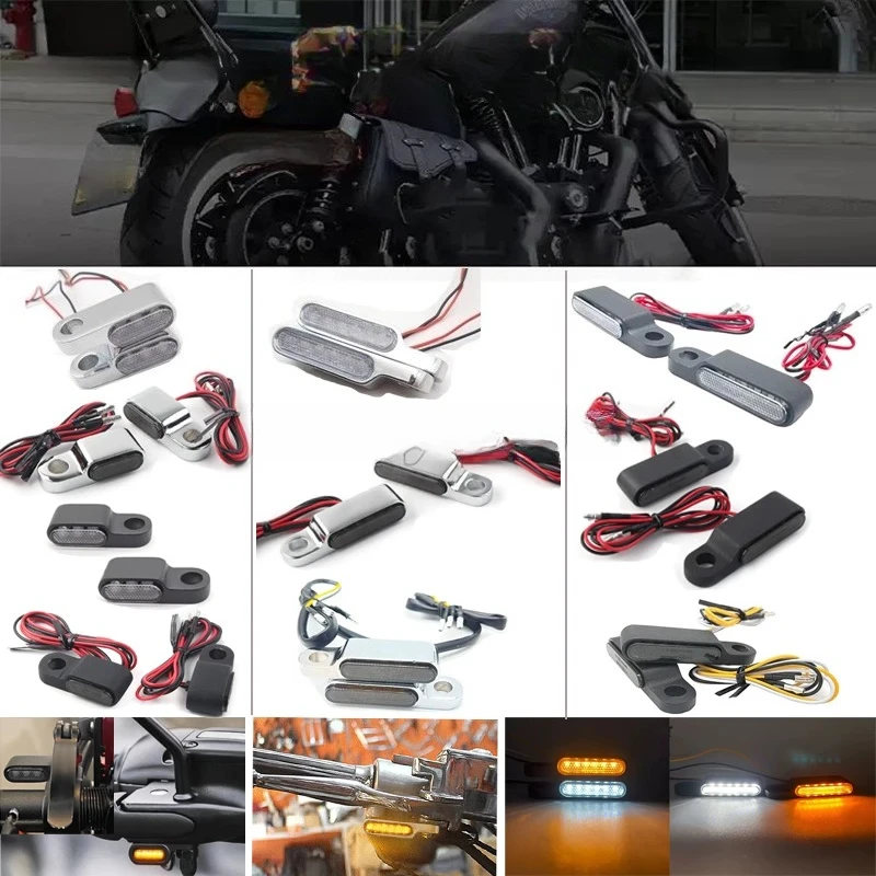 

Motorcycle MotoBike LED Mini Turn Signal Light for Harley Scooter Street Bob Handlebar Bar End Blinker Lamp Indicators Taillight