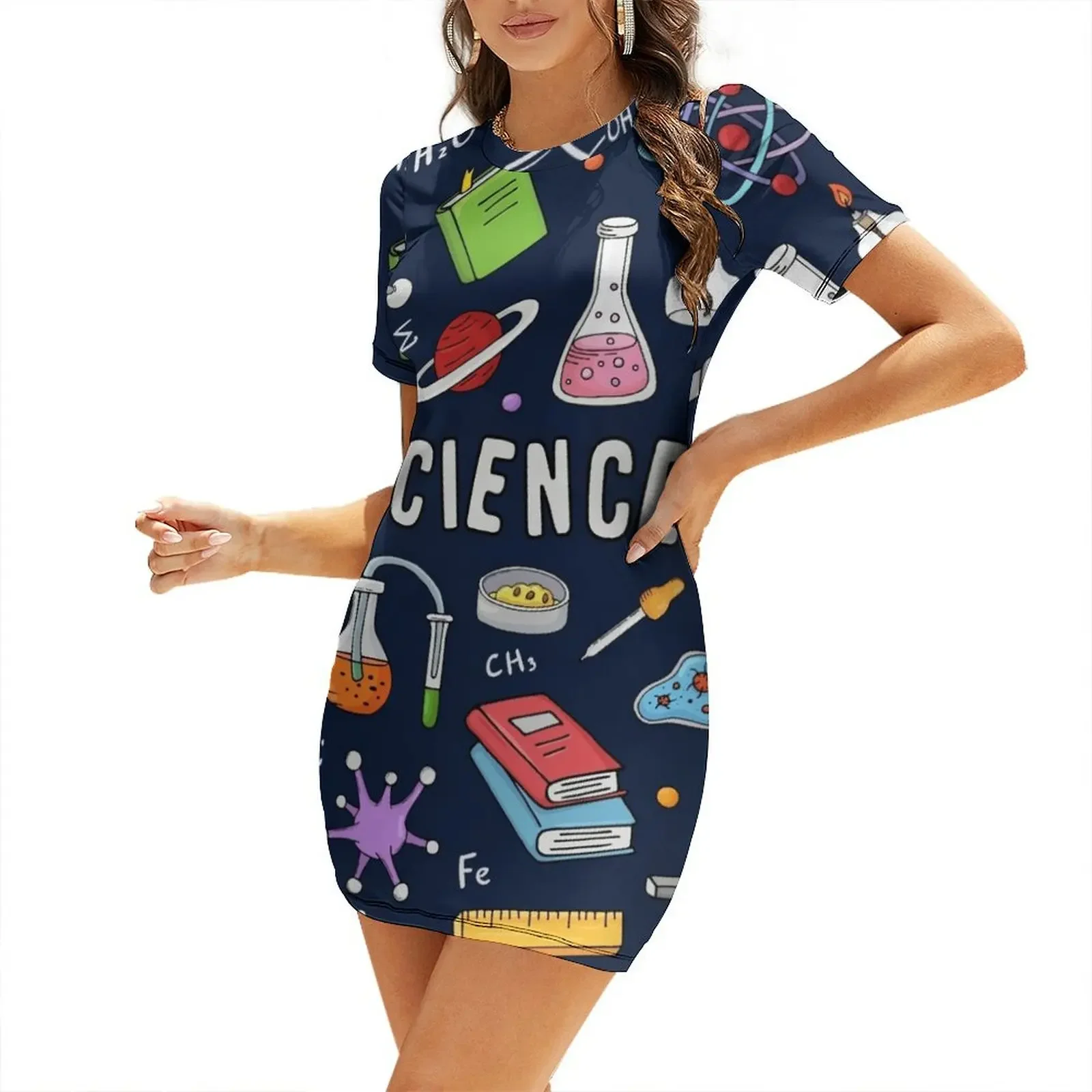 

Amazing Science Short-Sleeved Dress summer dress woman 2025 beach outfits for women clothes for women Dresses gala Dress