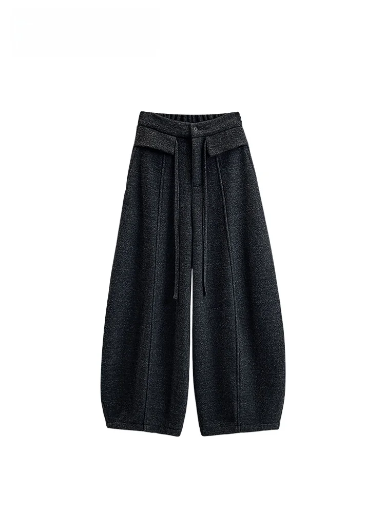 

Cara CLUB с высокой талией, шерстяные брюки большого размера, женские модные свободные утягивающие брюки, осенне-зимние новые повседневные брюки