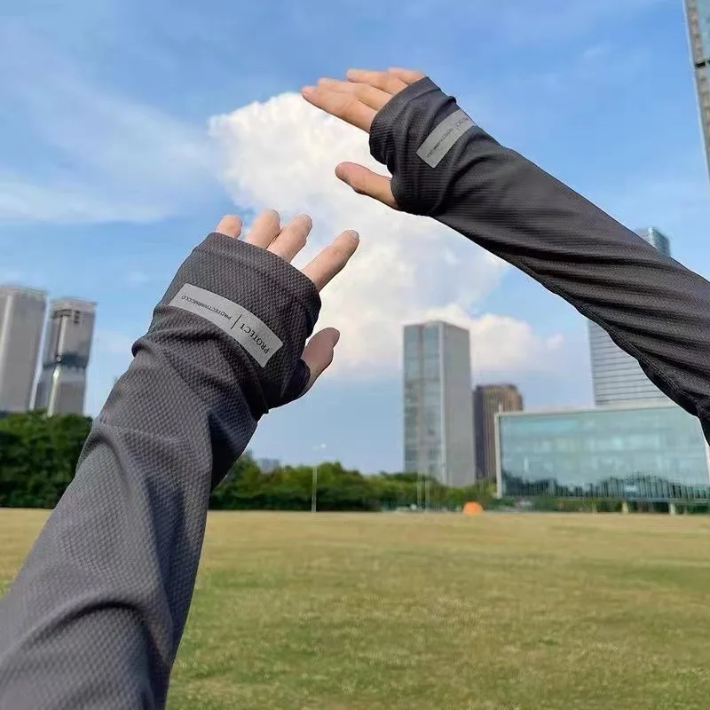 Mangas de gelo de tamanho grande para homens, Proteção solar, Proteção UV, Mangas de braço solto, Luvas japonesas de verão