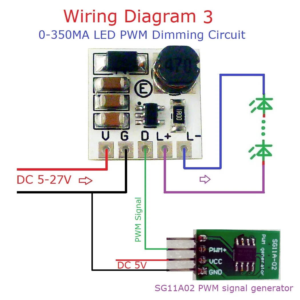 mini DC 5-27V 350mA Step-down HB LED Driver Module Adjustable PWM Controller DC-DC Buck Constant Current Converter