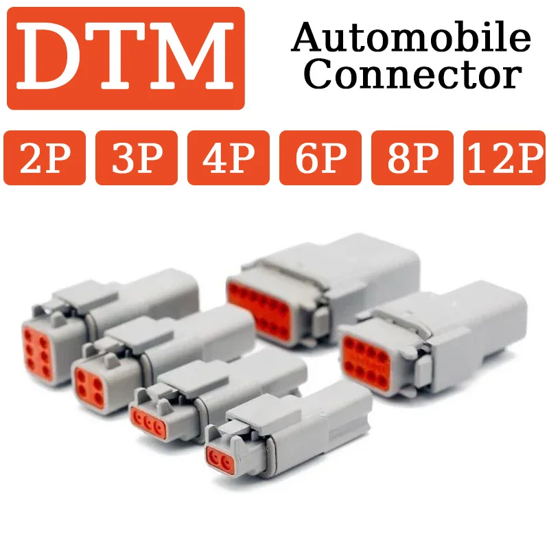 

10/50/100Set Deutsch Type DTM Waterproof Automobile Connector DTM06 Male Female Plug Socket With Terminal DTM04-2/3/4/6/8/12Pin