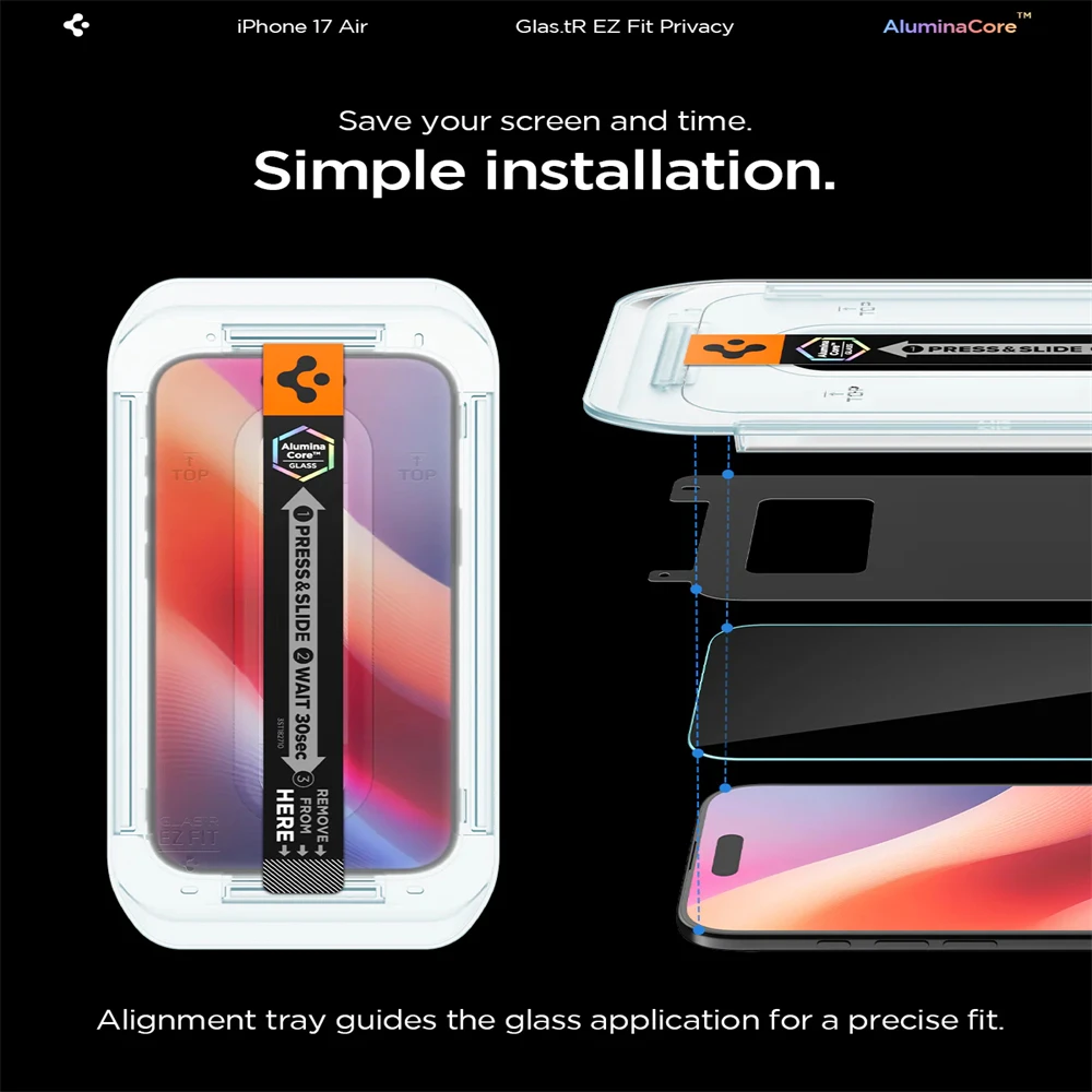 2 Stück Spigen Glas.tR EZ Fit Sensor-Schutzfolie für iPhone 18 17 Pro Max 16 15 14 Plus Air Panzerglas Sichtschutzfolie – Detail 12