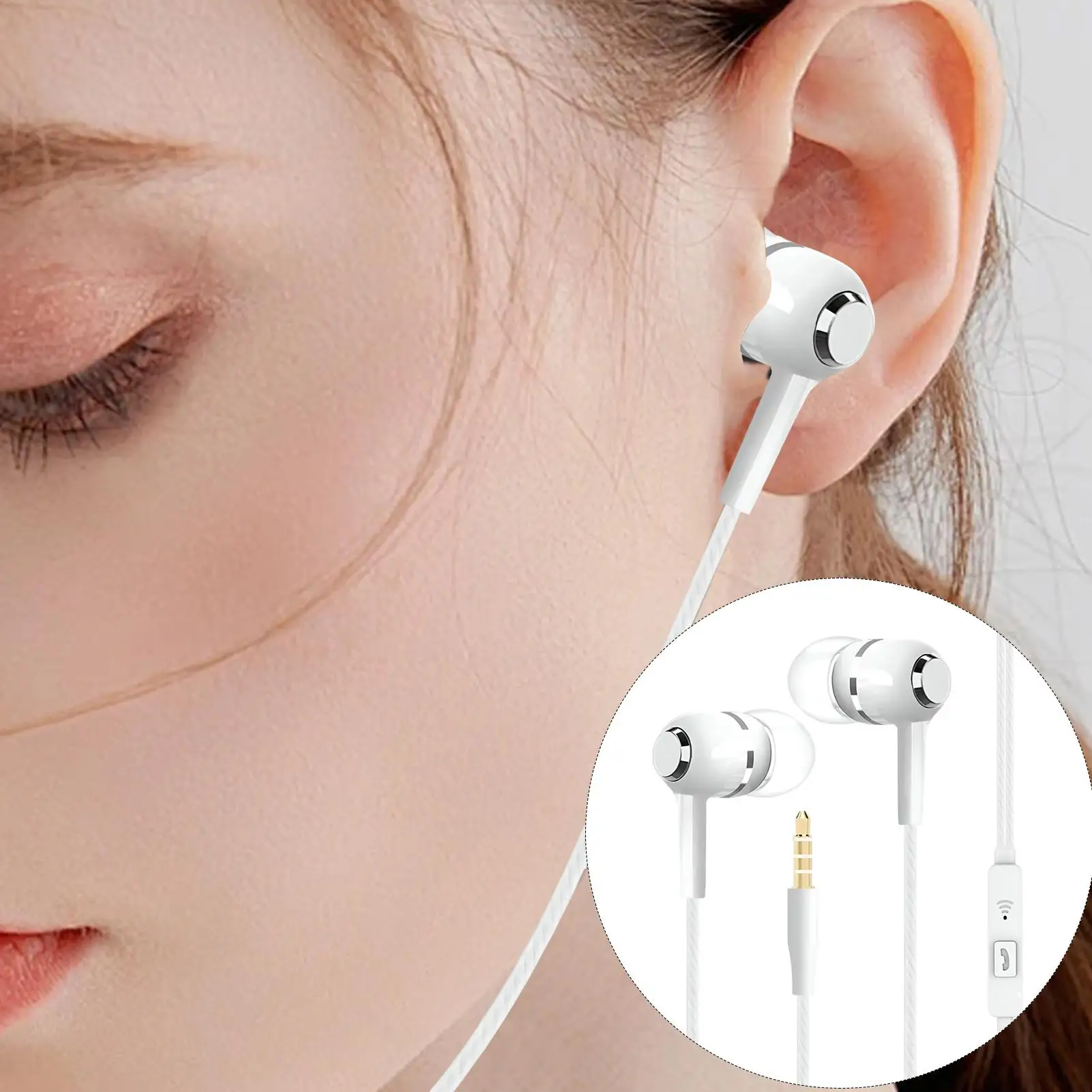 1pcs Universal 3.5mm Wired Headphones Sports Earbuds With Bass Phone Earphones Stereo Headset With Mic Volume Control