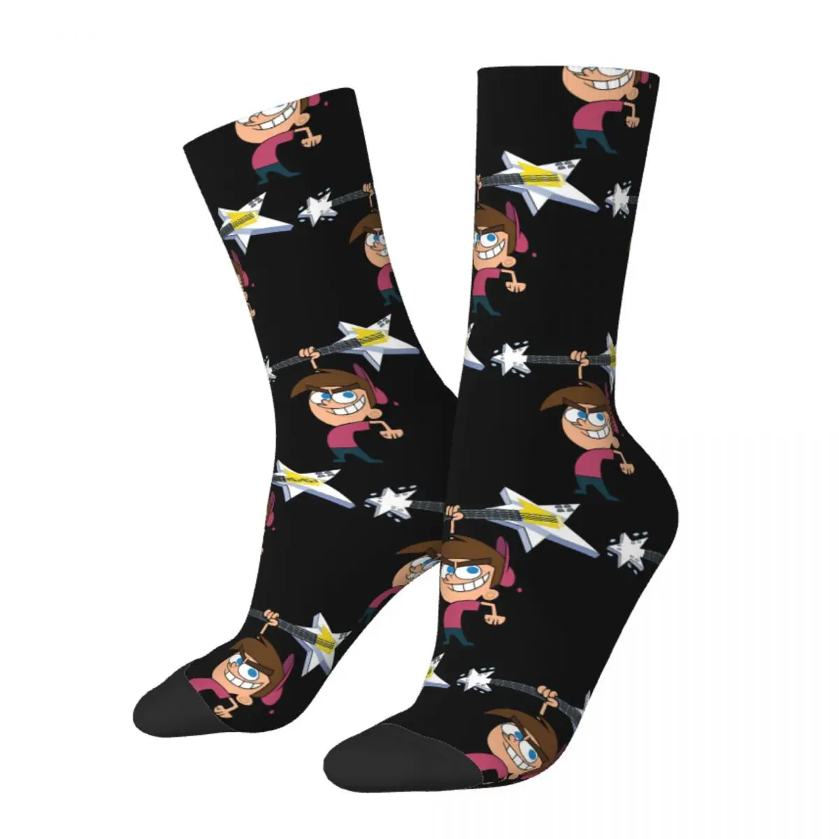 Hip Hop Vintage Guitarist Kid Crazy Men's Socks Unisex The Fairly Odd Parents Harajuku Pattern Printed Funny Crew Sock Boys Gift