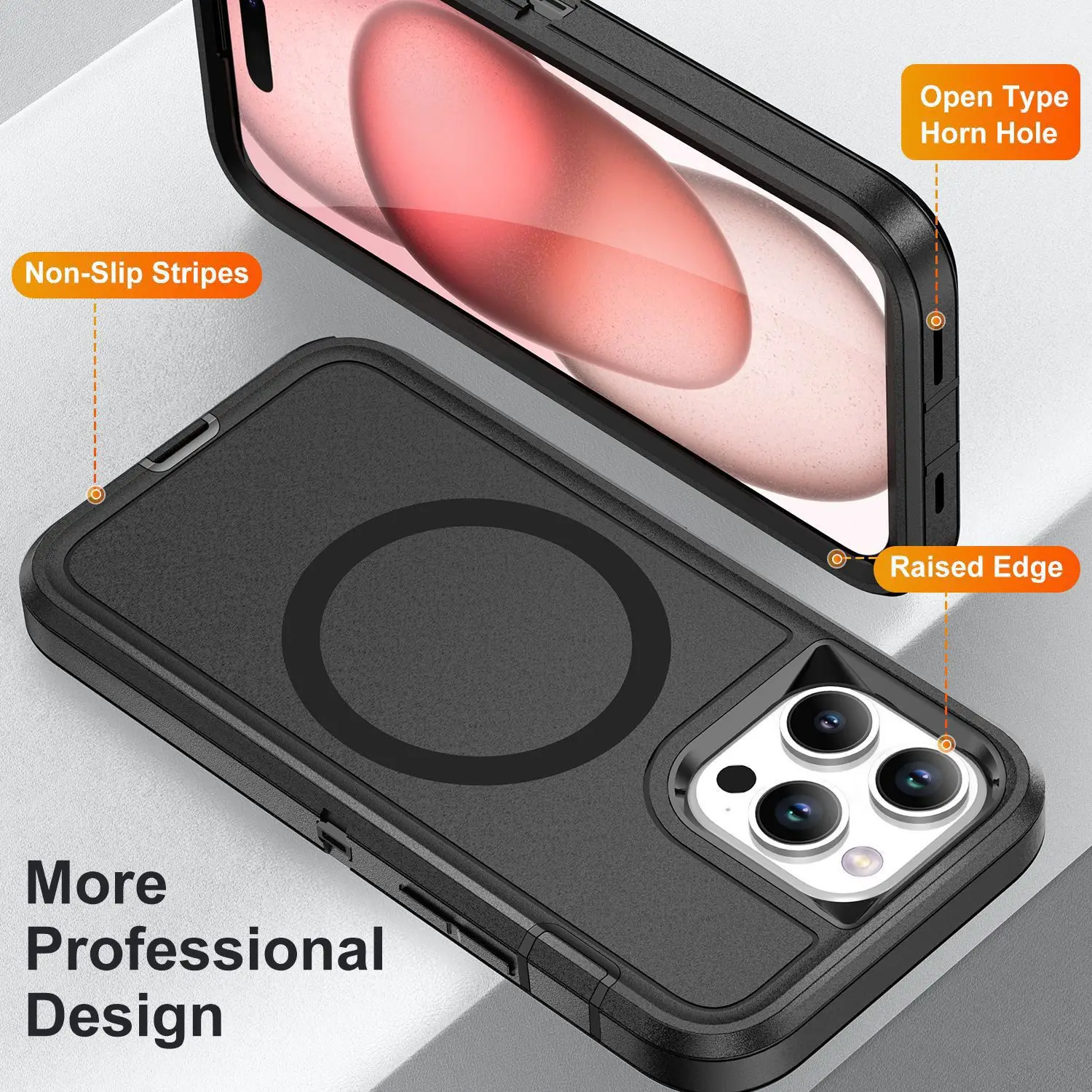 3IN1 Military Level Heavy Duty Shockproof Case For iPhone 16 15 14 13 ProMax PLUS For Magsafe Magnetic Wireless Charging Cover