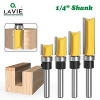 LAVIE 1PC 1/4 Shank Pattern Bit Flush Trim Bit Straight Bit With Bering Hinge Mortising Router Bit Wood Trimmer Cutter MC01006