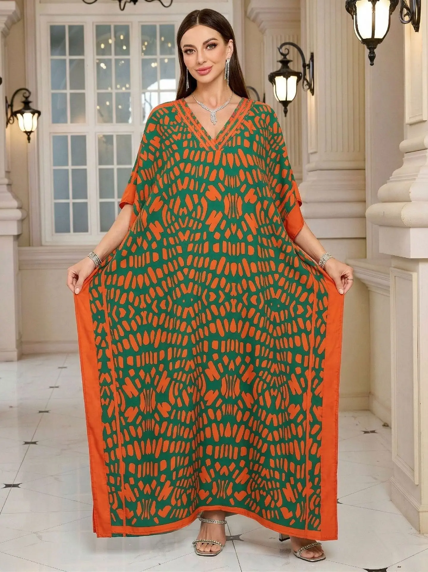 Beach Kaftans for Women Leopard Allover Printed Plus Size Summer Dresses Holiday Cover Ups for Swimwear 42 Colors Factory Supply view 5