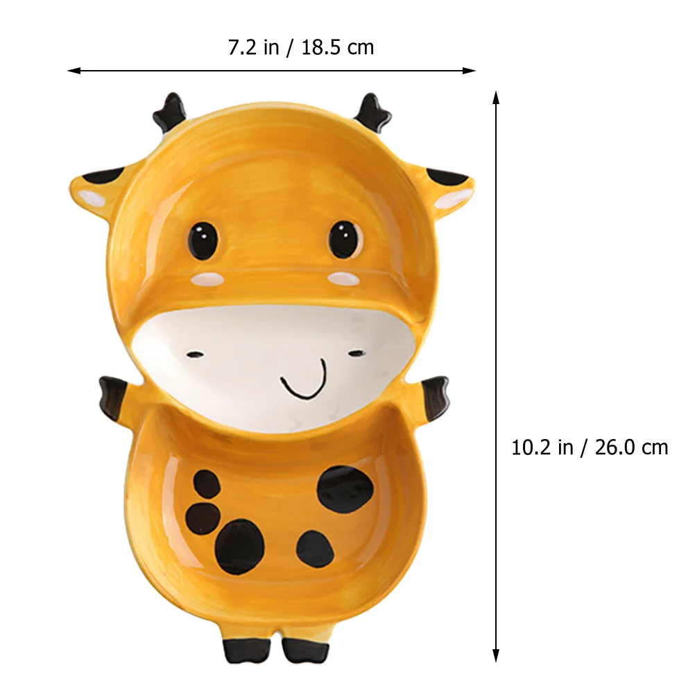 

Portion Control Plate Ceramic Deer Pattern Kids Divided Salad Dinner Plate Household Food Serving Tray for Children Cartoon
