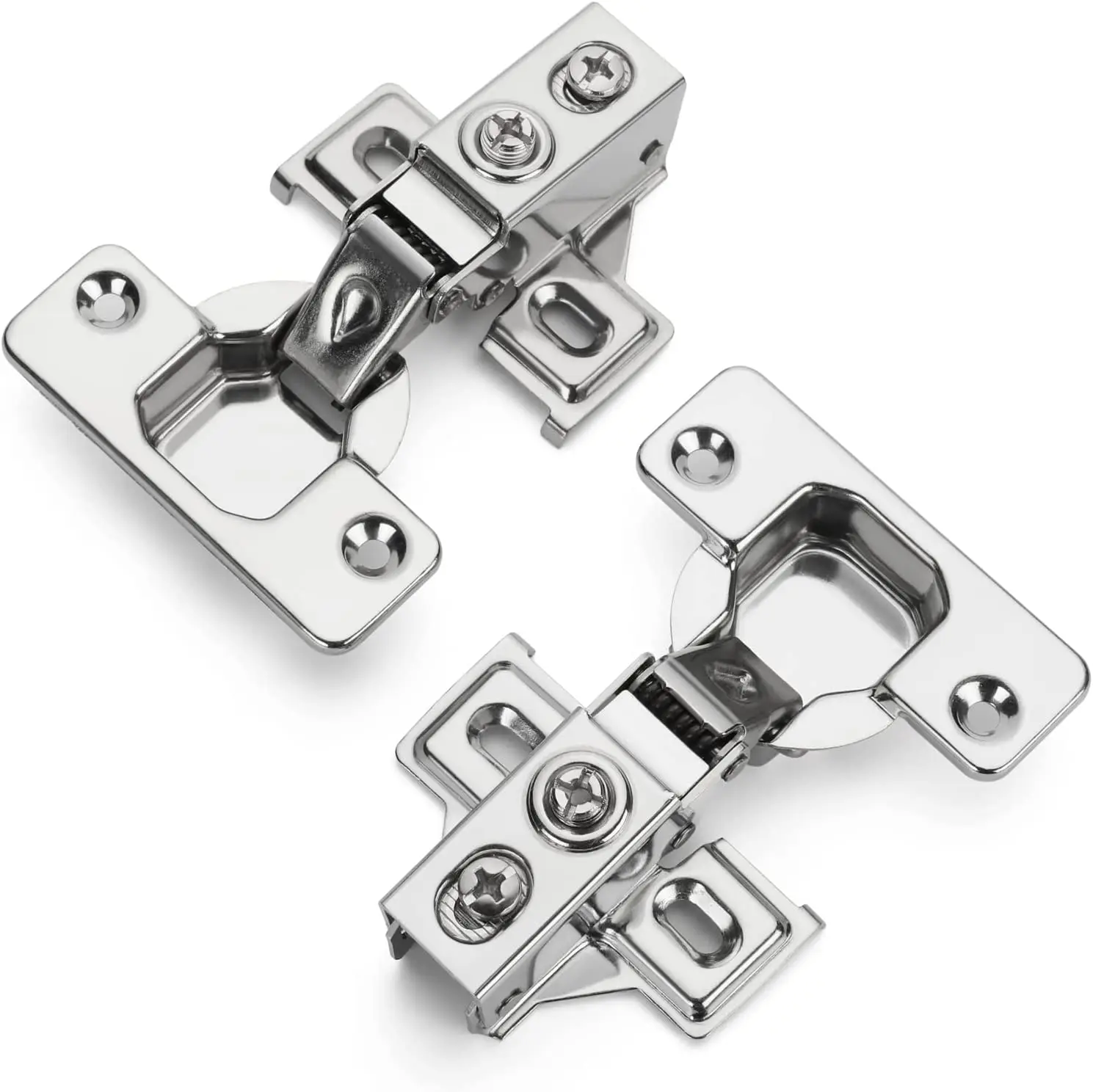 

2 Pack Kitchen Cabinet Hinges with 105 Degree Opening Angle Hinges 1/2 Inch Overlay Soft Close Hidden Hinges Cold Rolled Steel