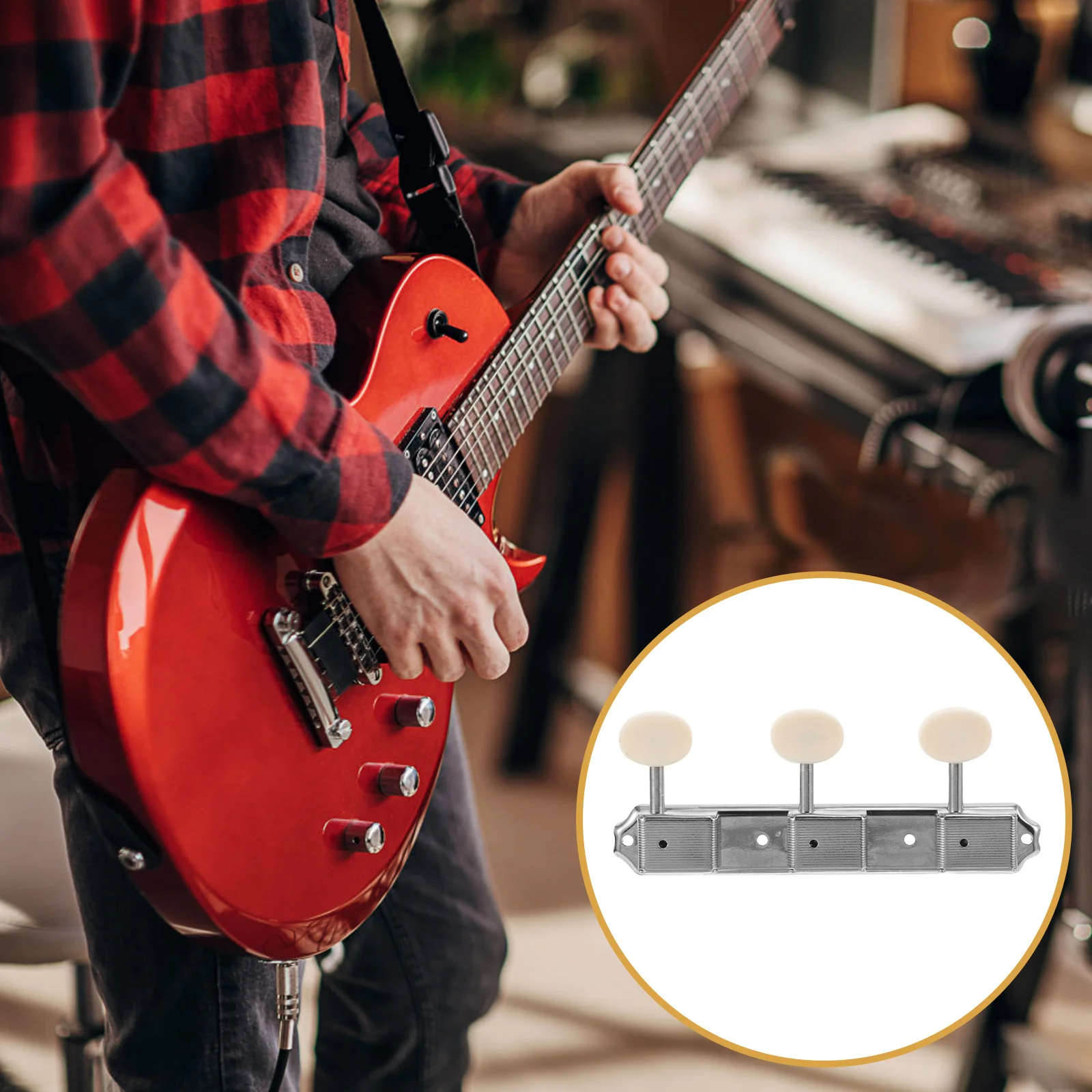 1 Pasang Kenop Penyetel Gitar Vintage Klasik Logam Peg 3 Kiri 3 Kanan Aksesoris Gitar Elektrik Tuner Presisi