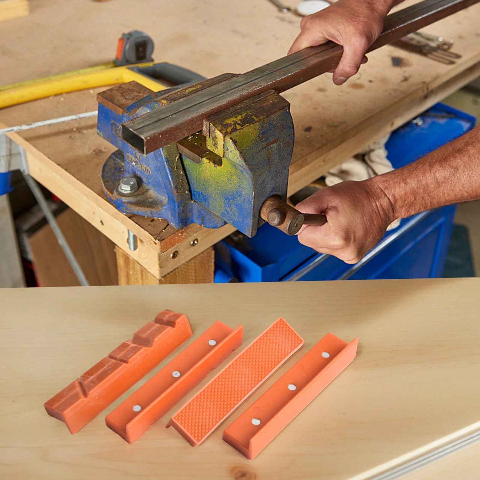 4pcs Bench Vise Jaw Pads with Strong Magnets for 4 5 6 Inch Vises Support Safe Clamping of Delicate Materials in Workshop Use