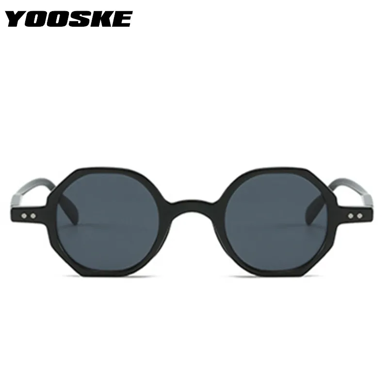 YOOSKE Vintage Polygon Round Women Fashion Clear Ocean Gradient Lens Shades UV400 Men Trending Rivets Purple Pink Sun Glasses