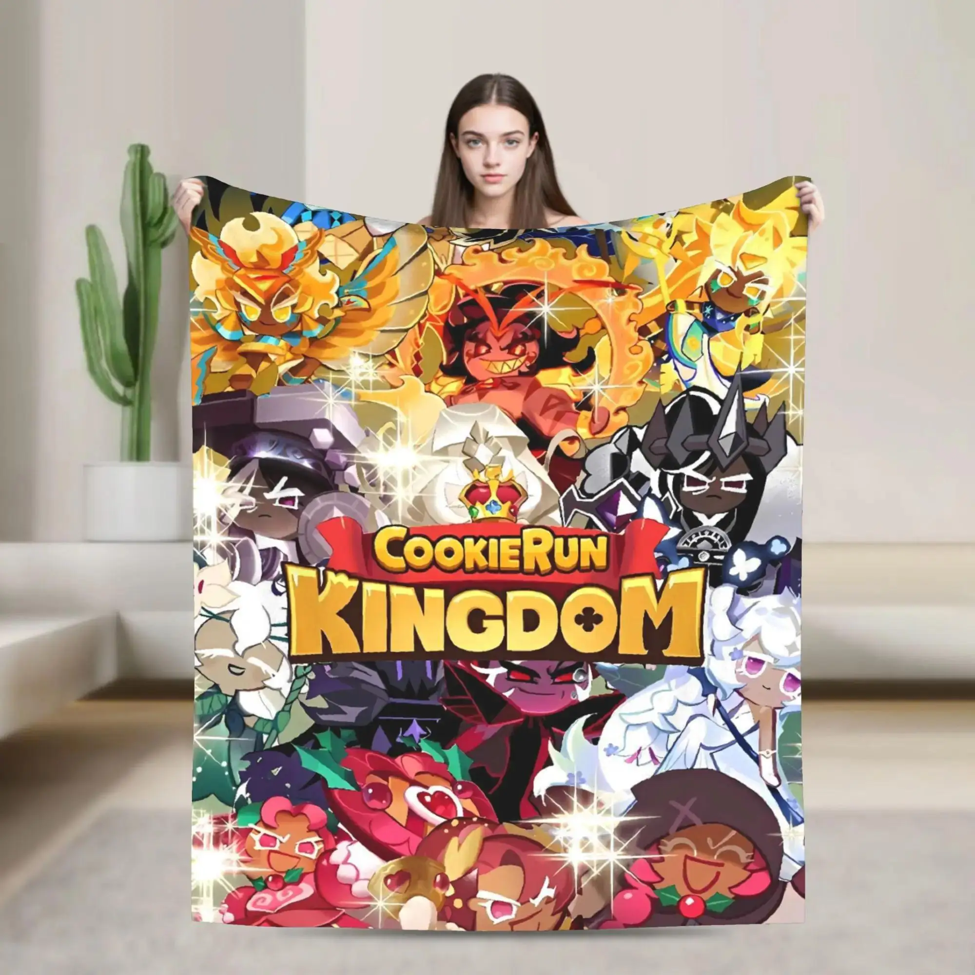 

Теплое фланелевое одеяло с принтом по игре Cookie Run Kingdom, идеально подходит для дивана, кресла, кровати или как плед для пикника.