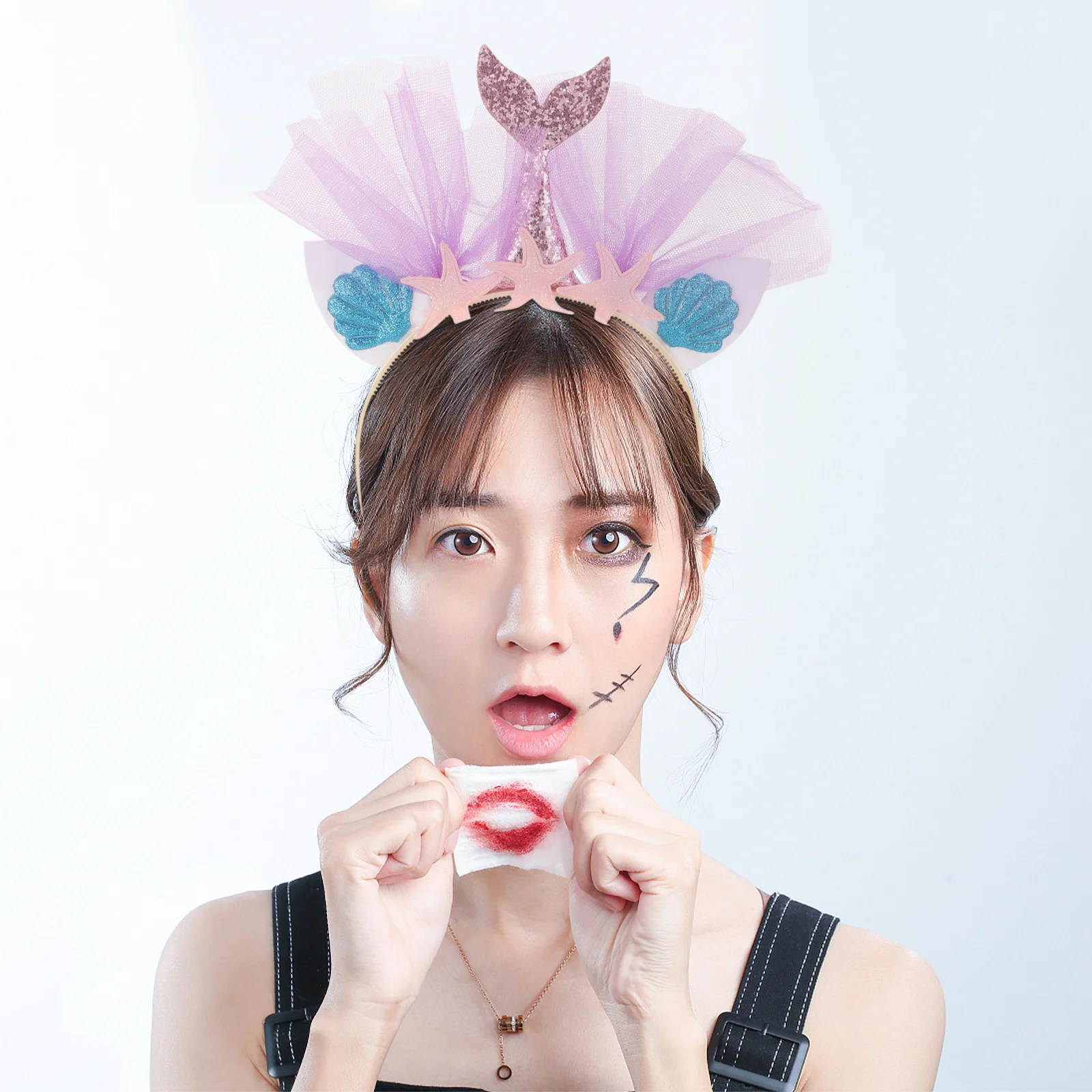 

Gold Glitter Hair Hoop For Kids Mesh Star Shell Design Lightweight Party Headdress Festival Carnival Christmas Easter