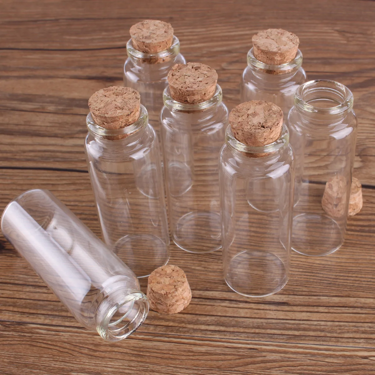 24pcs 10ml 15ml 20ml 25ml 30ml Cute Clear Glass Bottles with Cork Stopper Empty Spice Bottles Jars DIY Crafts Vials