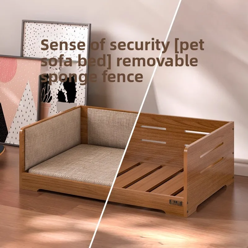 

Pine Wooden Dog Bed Elevated Pet House for Dogs and Cats Moisture-proof Breathable Pet Furniture Chew-Proof Design Puppies Sofa