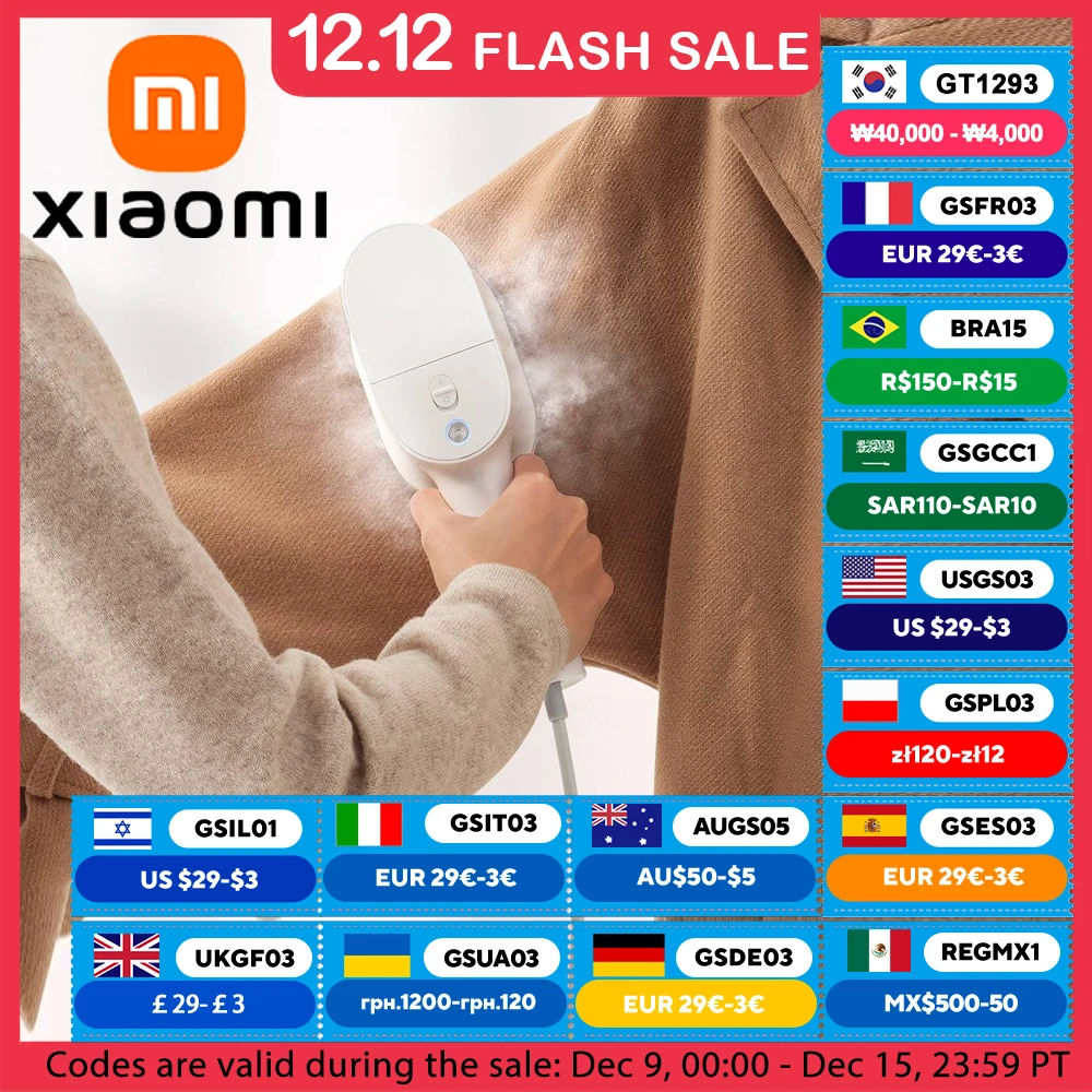 XIAOMI MIJIA Garment Steamer iron Home Handheld Electric Steam Cleaner Hanging Mite Removal Flat Steamer Ironing Clothes Machine