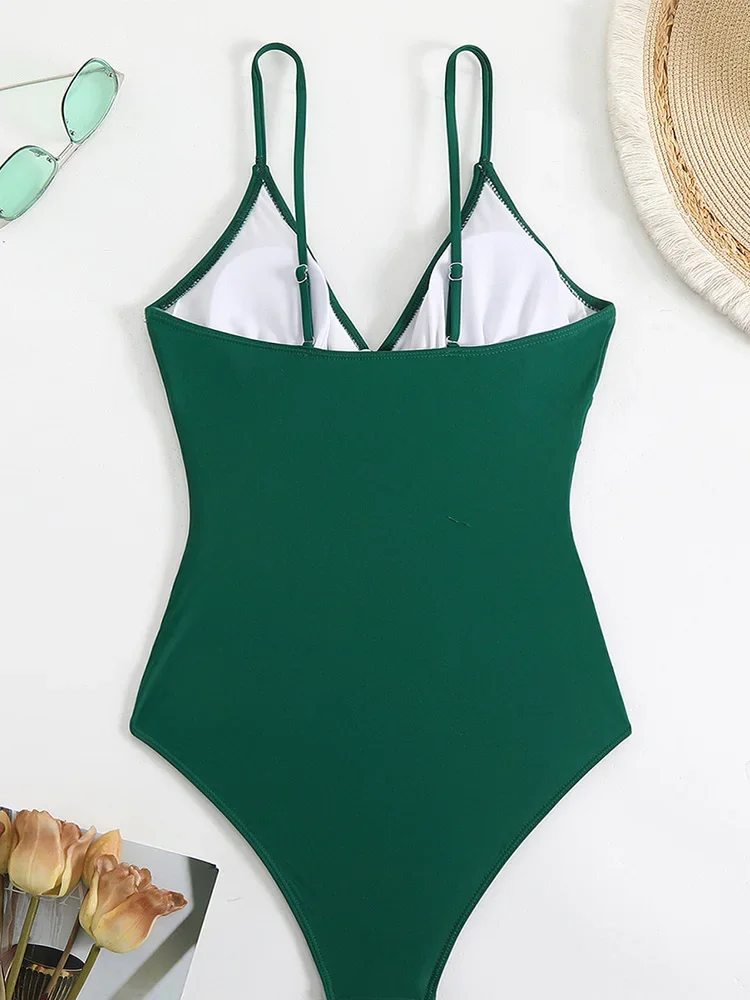 AOTVOTEE Sexy Spaghetti Strap Bikini for Women Swimsuit Tight Backless Beach Bikini 2025 New Summer Swimwear One Piece Swimsuit