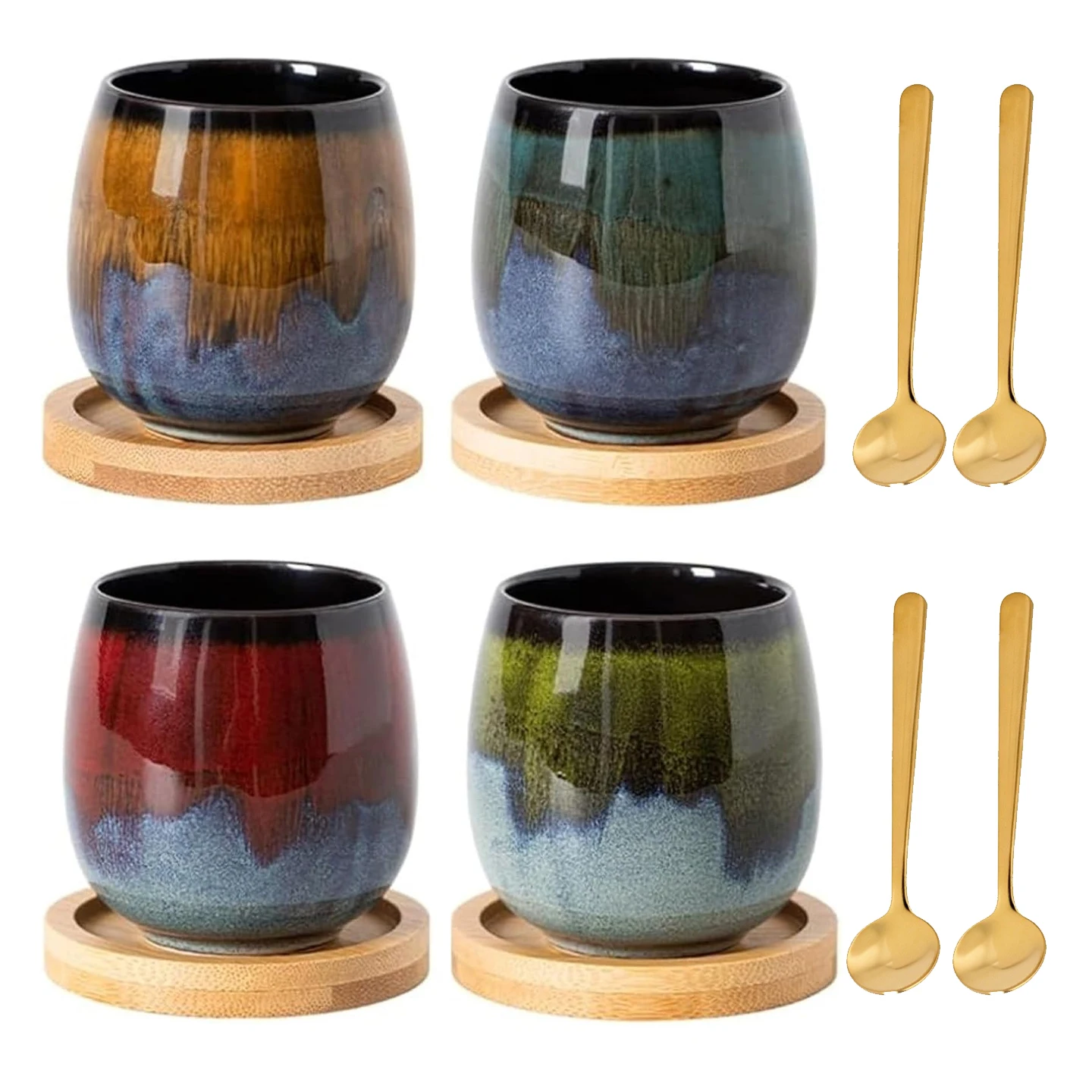 13pcs Retro Ceramic Coffee Cup Set Tea Mugs with Saucers and Spoons Handheld Water Cup for Household Afternoon Tea Drinkware