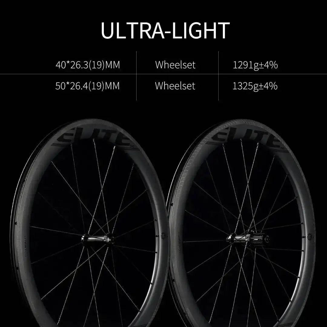 ELITEWHEELS EDGE カーボンリムブレーキロードホイールセット 超軽量