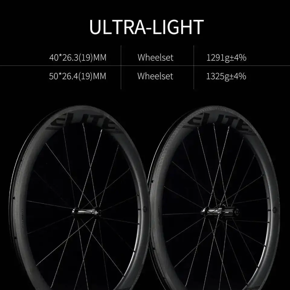 ELITEWHEELS EDGE カーボンリムブレーキロードホイールセット 超軽量