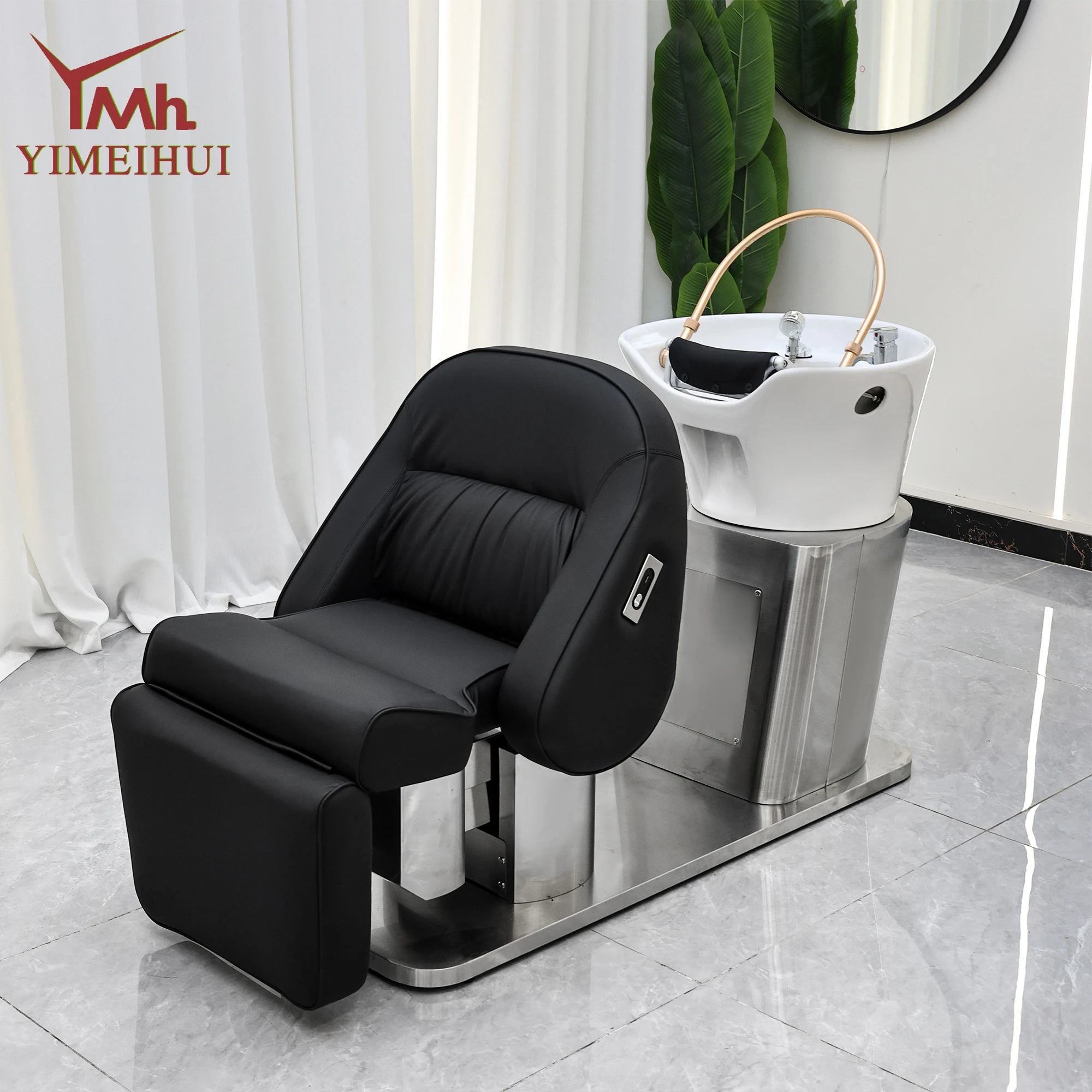 Wielofunkcyjne łóżko do spa z funkcją masażu głowy, krzesło do mycia włosów z parą, fotel do mycia włosów do salonów kosmetycznych i masażu.