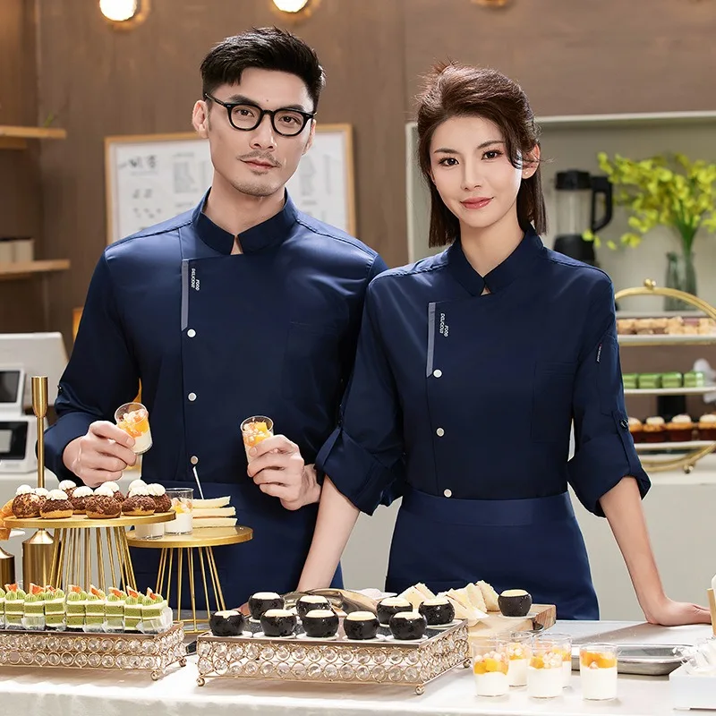 Nouveaux vêtements de chef à manches longues pour l'automne et l'hiver, vêtements de travail pour salle à manger et cuisine d'hôtel, confortables et respirants pour hommes