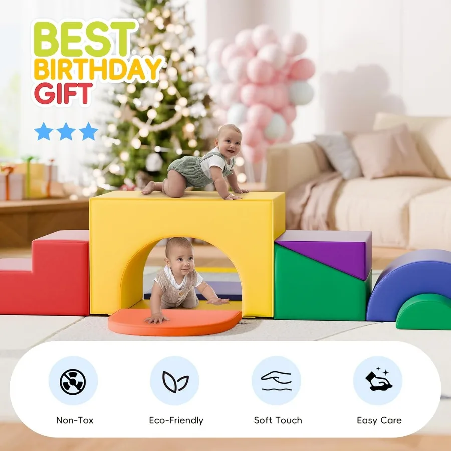 مجموعة مكعبات التسلق الرغوية الناعمة من TOLEAD ألعاب لعب ناعمة كبيرة 5 في 1 لزحف قوس التسلق المنزلق مثالية للحضانة وPresc #4