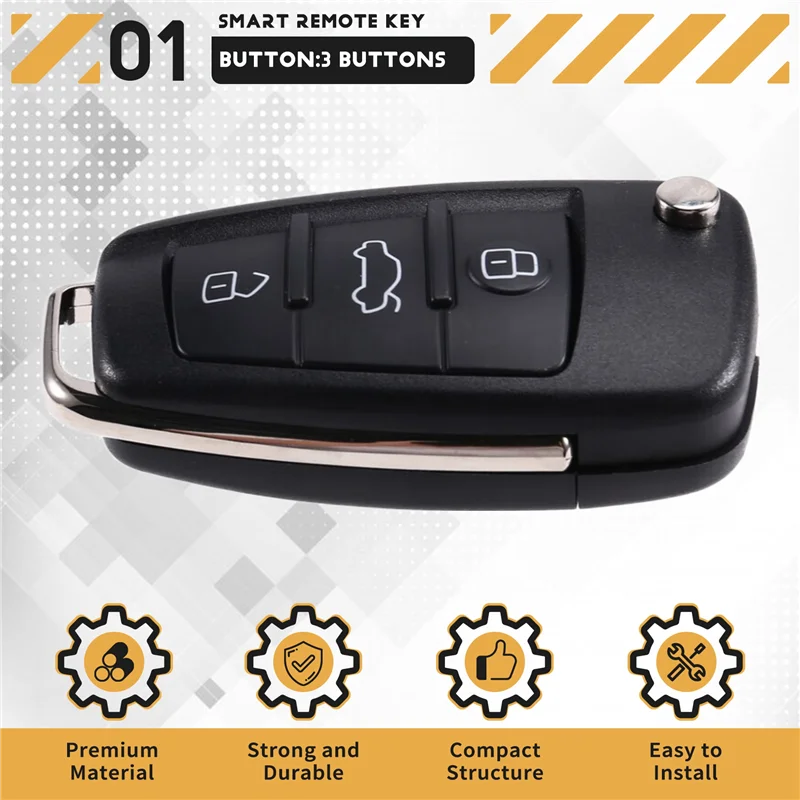 

Car Smart Remote Key 3 Button For A3 A4 TT ID48 Chip 433Mhz 8P0837220D
