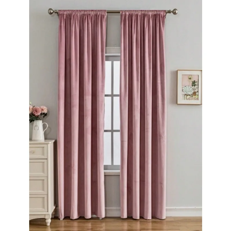 1 Piece Modern Minimalist Pink Living Room Curtains Bedroom Luxury Heavy Duty Insulated Velvet Curtains
