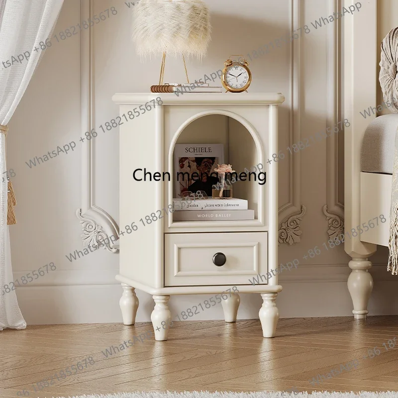 

CC182French Cream Wind Solid Wood Bedside Table Extremely Narrow Simple Modern Storage Locker