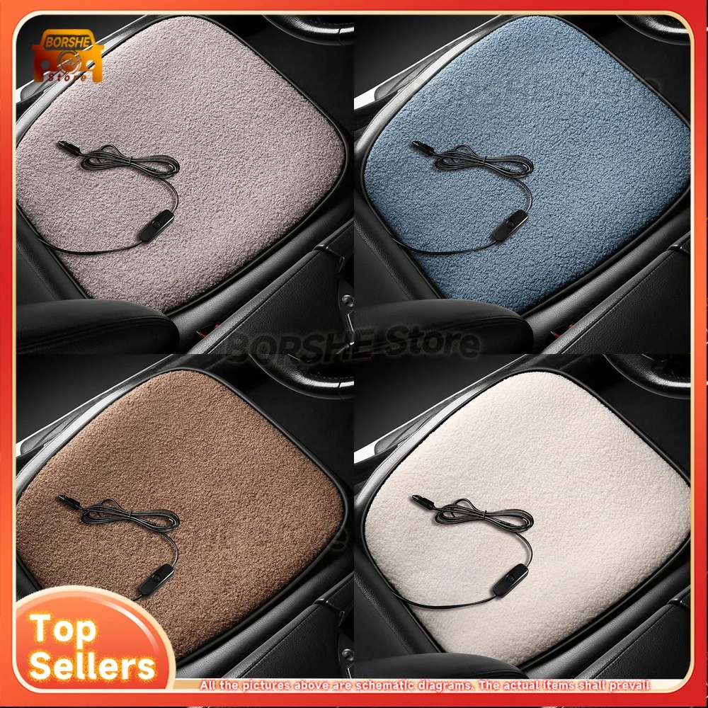 

Universal Seat CoversJP Fleece Heated Small Square Pad Car Seat Cushion Winter New Skin Friendly Warm Seat Pad Interior