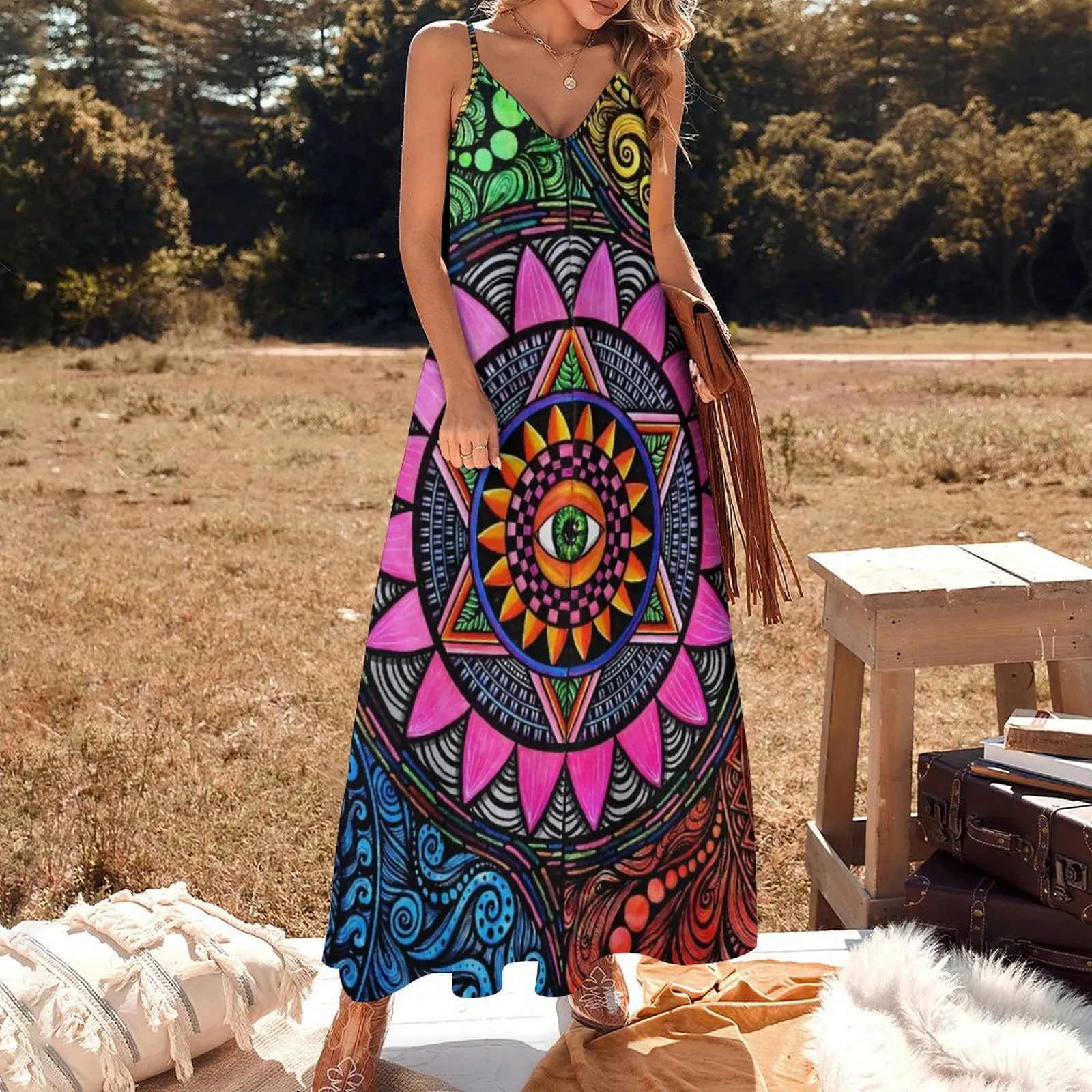 Earth, Wind, Fire, Water and Spirit Sleeveless Long Dress women's summer dress 2025 Woman clothes Summer women's clothing Dress