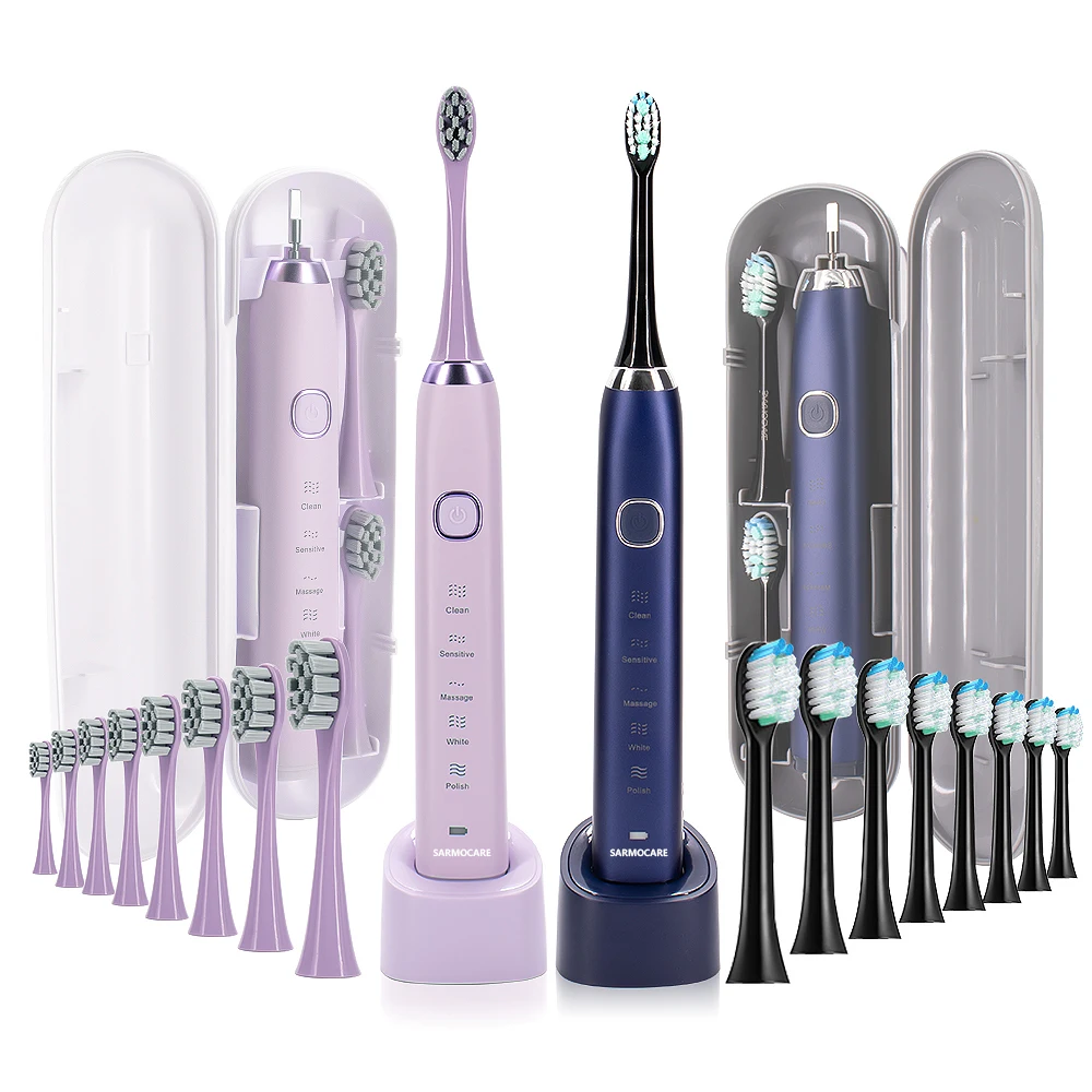 USB Rechargeable Electric Toothbrush Automatic Toothbrush for Adults with 5 Modes and 8 Replacement Brush Heads