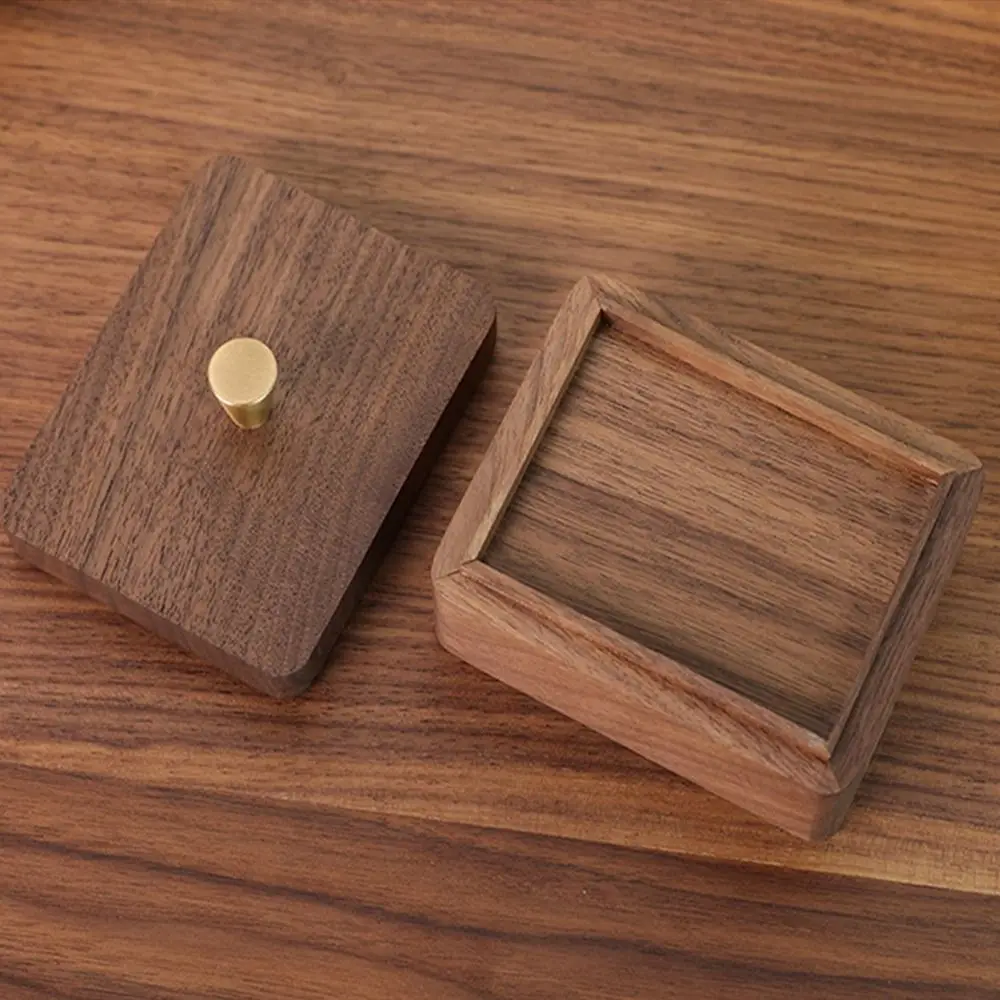 

Портативная настольная коробка для зубочисток с крышкой, винтажная банка для ватных палочек, органайзер для многоразовых зубных нитей из орехового дерева для дома