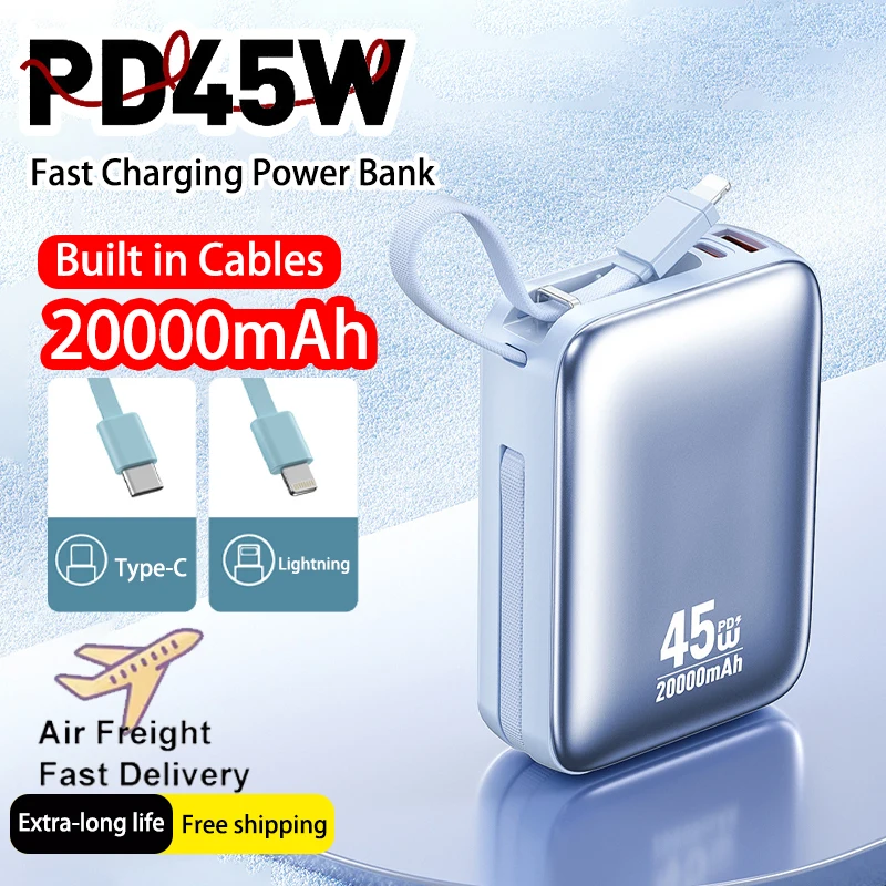 

45W 20000mAh Power Bank Fast Charging Portable Charger for Xiaomi IPhone Pro Max Samsung Laptop External Battery 3C Powerbank