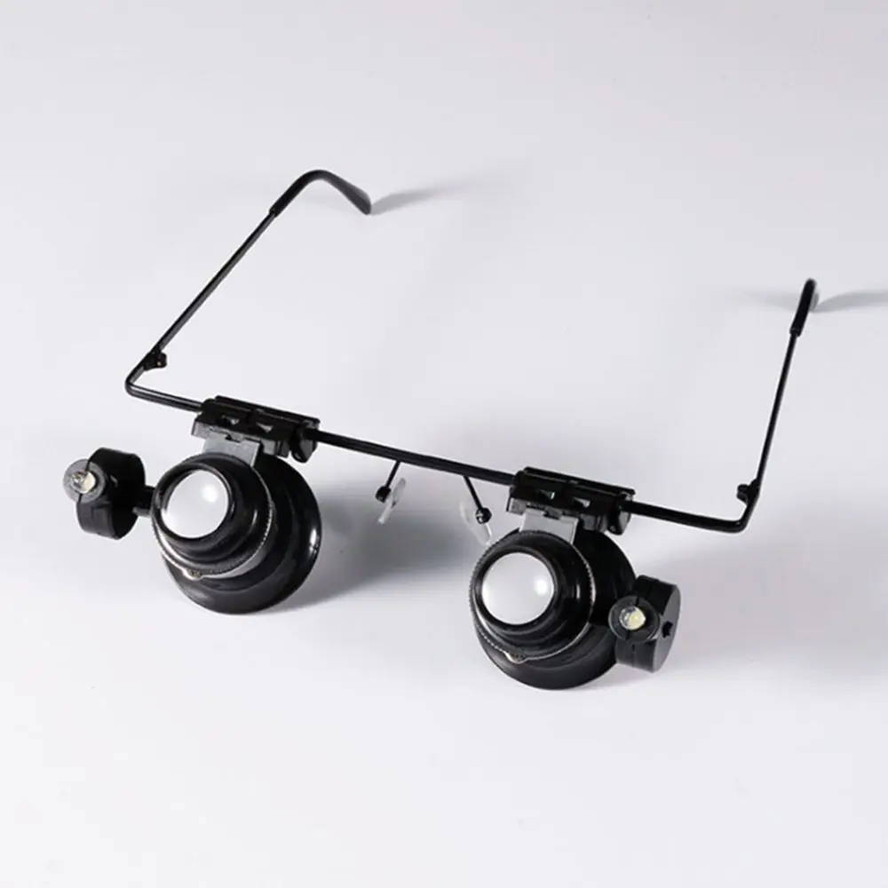 

Head Mounted With LED Lights Magnifier Watch Repair Jeweler Inspect Tool Double Eye Glasses Type 20X Magnifier
