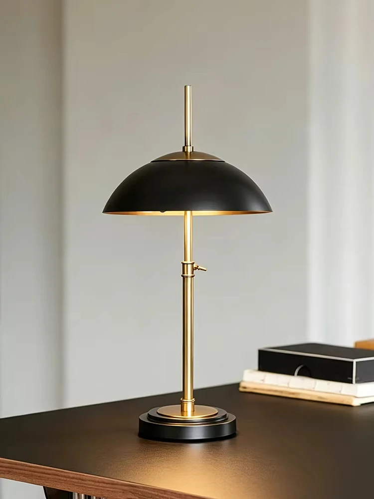 Copper modern LED desk lamp reading lamp simple gold with mushroom dome lampshade