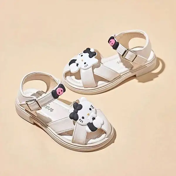 Girls' hello kitty kuromi Sandals 2024 Summer New Children's Soft Sole Princess children shoes Big Girl Beach Shoes