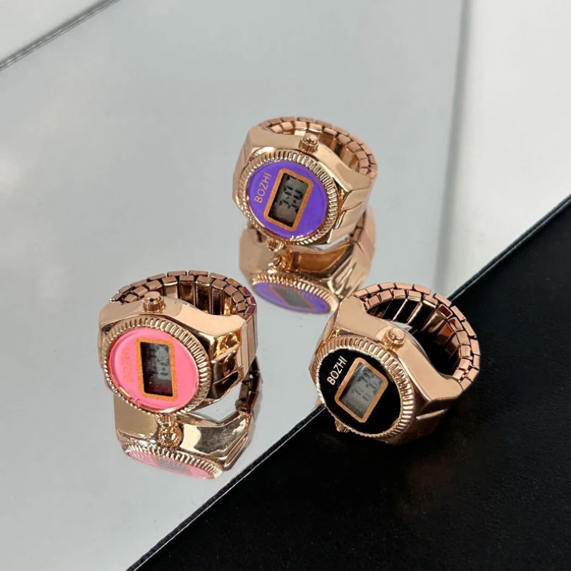 The New Electronic Watch Can See The Time Creative Ring Finger Watch Simple Couple Men And Women Ring Watch