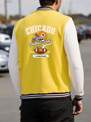 Imagen 2 del producto Camiseta de béisbol con estampado deportivo del equipo de fútbol de Chicago para hombre, abrigo suave Retro, chaquetas americanas de moda, forro polar de otoño, manga larga