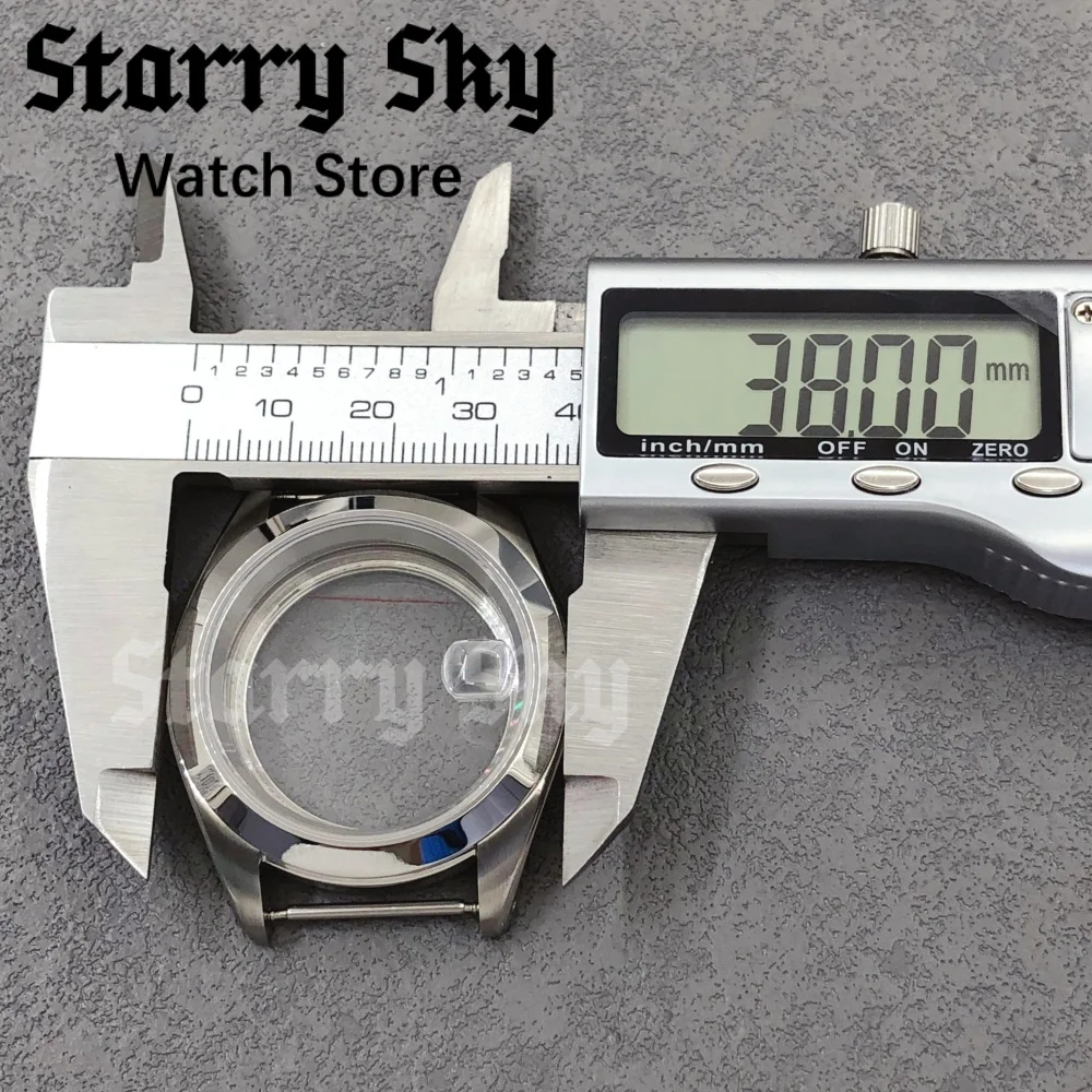 LARIMOKER 38 مللي متر الياقوت الزجاج مصقول المنحدر الحافة ساعة فضية مناسبة ل NH35/ETA2824 PT5000 ساعة يد تعمل بالحركة اكسسوارات