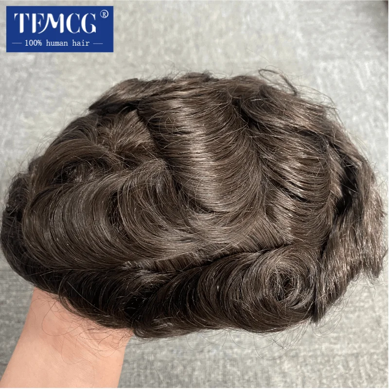 عالية الجودة أستراليا شعر مستعار للرجال 100% شعر بشري طبيعي الشعر المستعار الرجال السويسري الدانتيل الذكور الشعر الاصطناعية استبدال نظام الرجال شعر مستعار