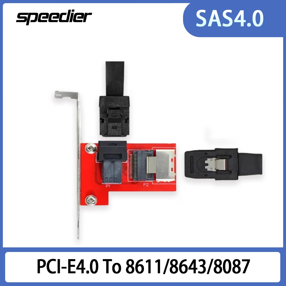 

PCI-E 4.0 To SFF 8611/8612/8087 Mini SAS HD Adapter Card SFF-8654 Interchangeable For SAS4.0 12Gbps With Baffle