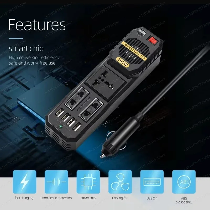 200W/400W Peak Power Inverter DC 12V/24V to AC 220V-240V 50Hz, Modified Sine Wave with USB & Protections