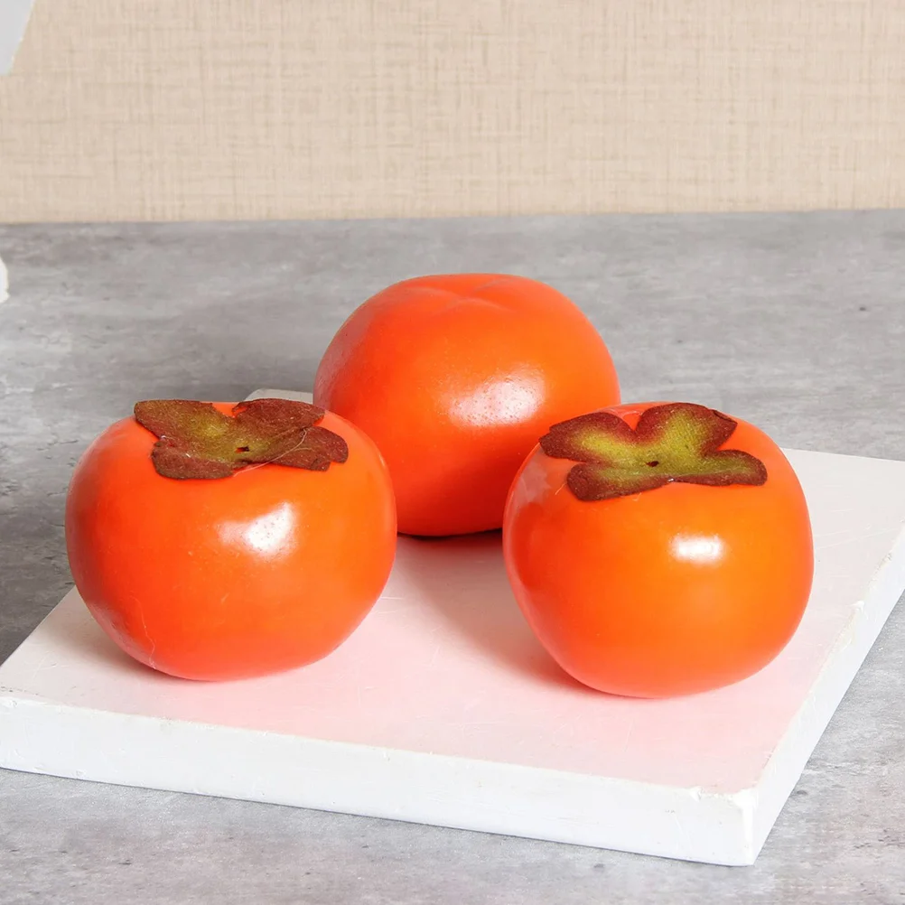 4 Pcs Simulation Persimmon Photo Props Fake Fruit Decoration Artificial Model Desktop Imitation Ornaments